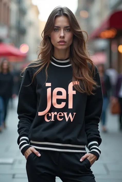 A sweater with a design that says "Jef Crew" I want that owner to be urban