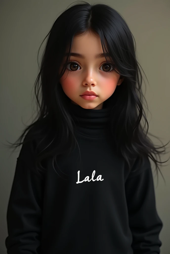 Muslim girl black hair black sweatshirt with name Lala Lebanon
