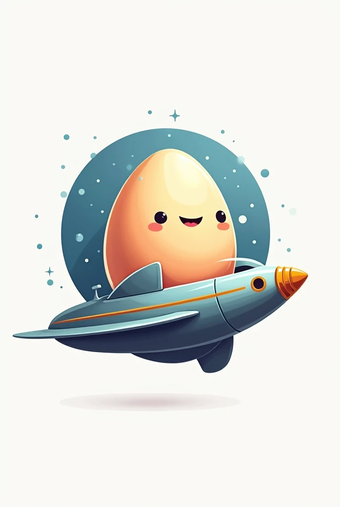 Spaceship logo with an egg as a passenger with a professional style, NASA style but the name of NASA cannot appear, with a comic style with a YiffyMix style