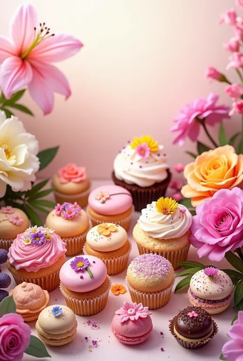 Assorted sweets with flowers