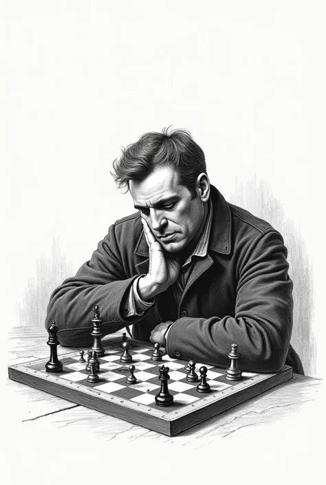 man playing chess vintage engraved illustration isolated on transparent background