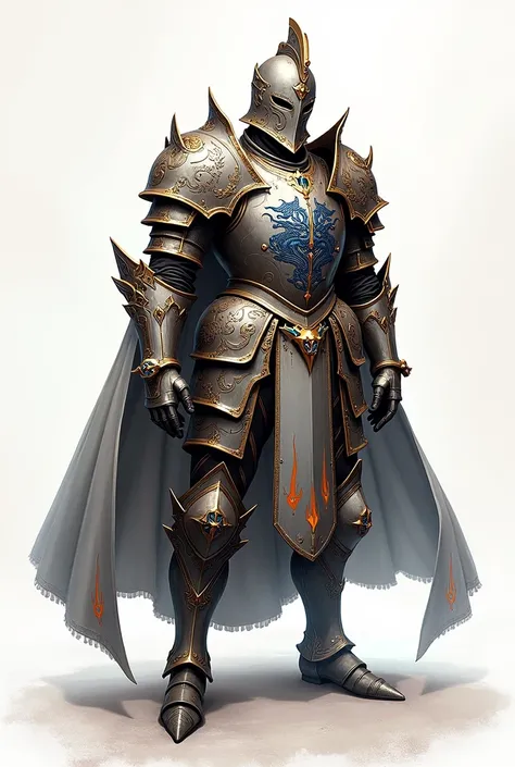 Alone, high resolution, best quality, quality, super detail, high quality, illustration, 

The complete Plate Armor.

Elmo: The helmet is closed, with a movable visor adorned with delicate engravings on the sides and forehead. Small horizontal slits provid...