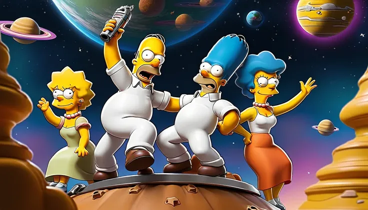 THE SIMPSONS in space ,wallpaper on the desktop,clear 4k image