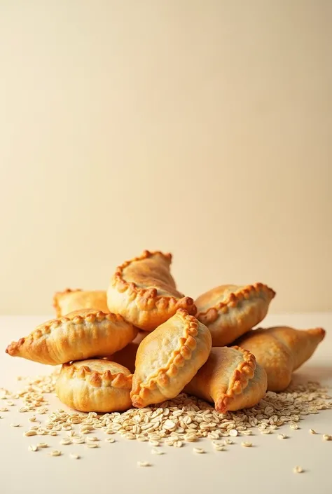 
Create a base with empanadas and oats so that the oats can be noticed