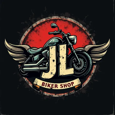 Logo for a motorcycle accessories store with the name:Biker Shop "jl"