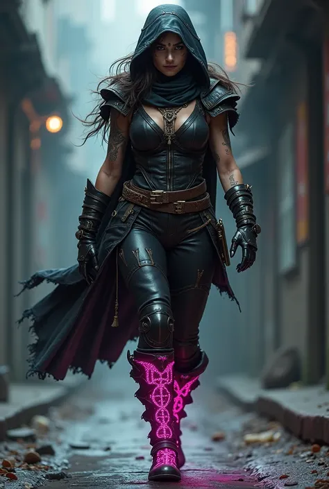 Female orc rogue with pink diamond boots