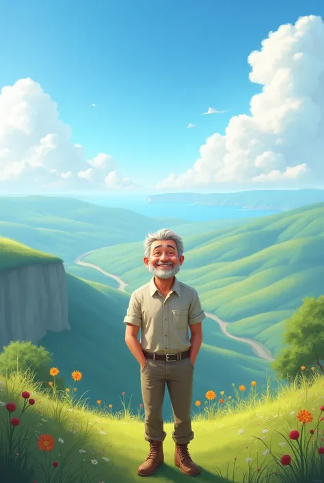 A smiling and happy man looking at the horizon 