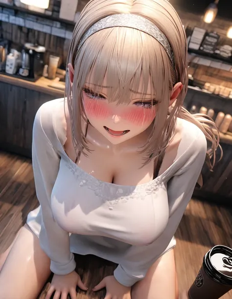 8K, high resolution, ultra Detailed、,、high quality,masterpiece,Detailed, high resolution,、、,1 Girl、Miss、Beautiful face、eyelash、Ponytail with bangs、A sidelong glance、(embarrassed laughing:1.4),Half closed eyes,Large Breasts,clavicle,Abdominal muscles,Detail...