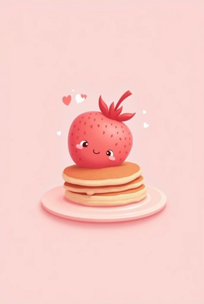 I want a pastel pink logo, The name of the company is GHALLY and the slogan is Delicious. I want it to have a strawberry and pancakes without colored filling, only the strongest pink drawing 