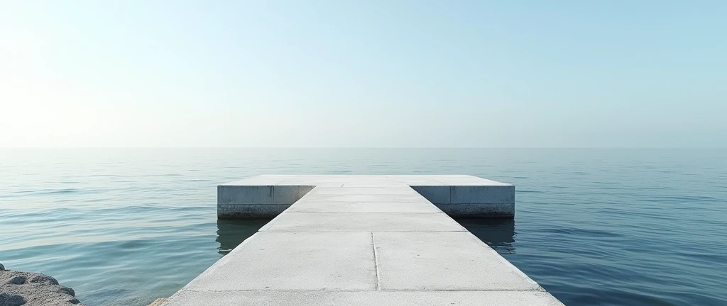 modern pier and sea, that the dock is made of concrete