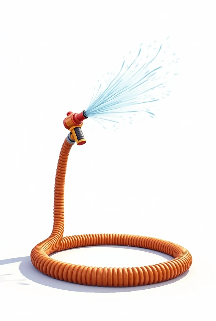 (comic art)), (cartoon style) a 5, a hose with a nozzle attached to it, Water nozzle, squirting water, fireman hose style,  hose:10, pipe, 3d illustration, spray, hoses, corrugated hose, brown color illustration, isolated on white background, full scene sh...