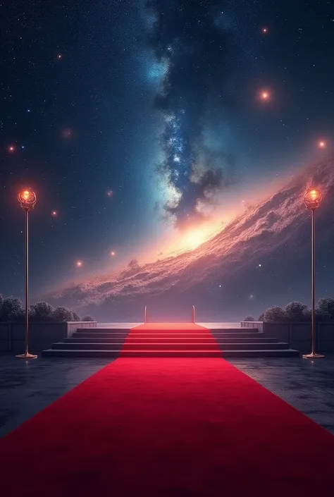 Space background on a red carpet