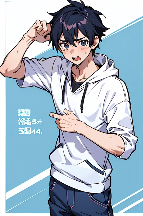 (This boyは純朴で元気でかっこいい:1.4),The charm of being a teenager,(Thin eyebrows),((Cool casual clothing adjustments:1.4)),Big Clothes,White hoodie,summer,Chosen by Fate,clavicle,Hard, (Thin limbs),Light and Dark,,Unevenness,Tsundere,Winner of the National High Sch...