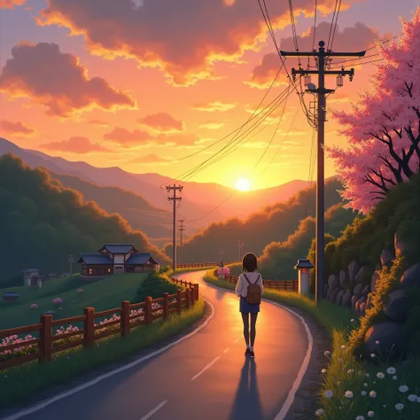 sunset，Emotional，Country Road，Japan