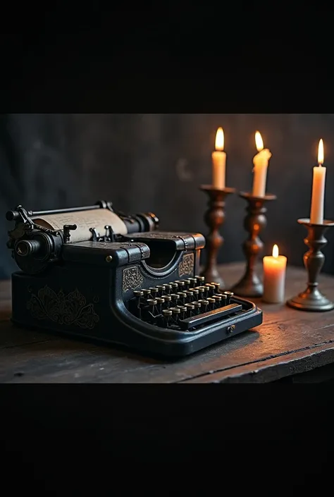 Create a desktop and typewriter cover with candles and gothic mode.
for facebook 