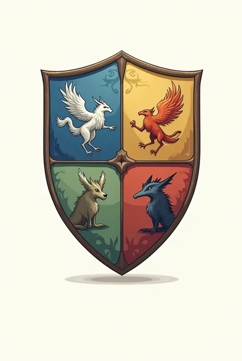 Crie o emblema de uma escola chamada “escola de bruxmidairia e astrologia Hogwastros” . This emblem must contain the name of the school above. , coloque o nome completo “escola de bruxmidairia e astrologia Howgastros” . It must be a shield containing four ...