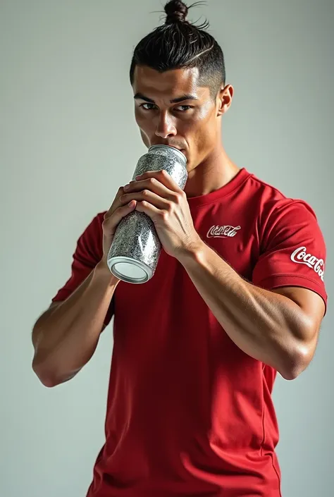 CRISTIANO RONALDO CRUSHING A COCA-COLA CAN AND DRINKING WATER 