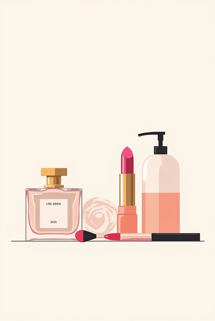 Simple vector of woman beauty cosmetics and perfumes makeup without people in various colors for logo