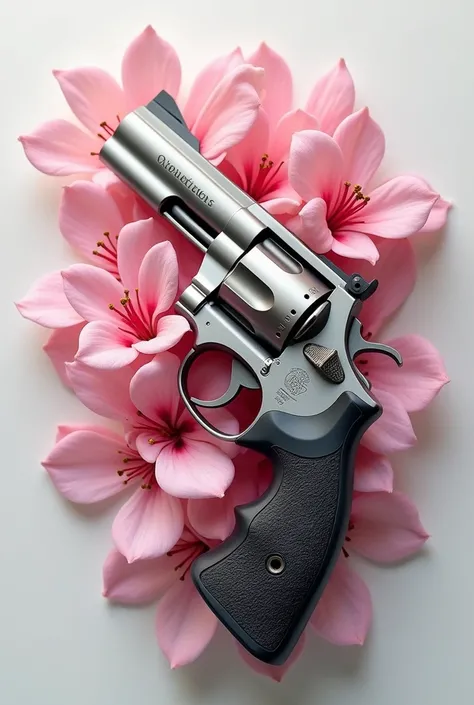 Revolver wrapped in pink flowers