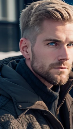 A handsome Icelandic man focus on the face