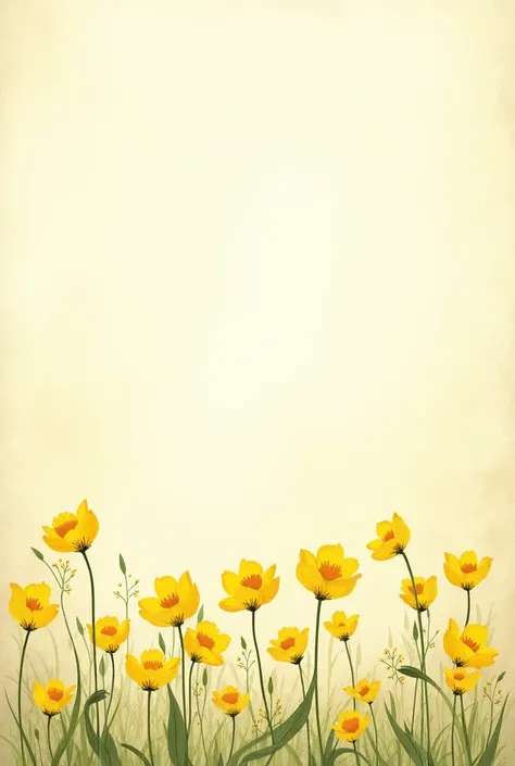 Yellow flowers drawn on a handmade sheet
