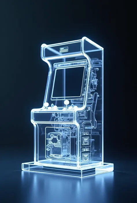 Make an award of the front of the arcade machine in acrylic Related to video games Transparent and only the front part