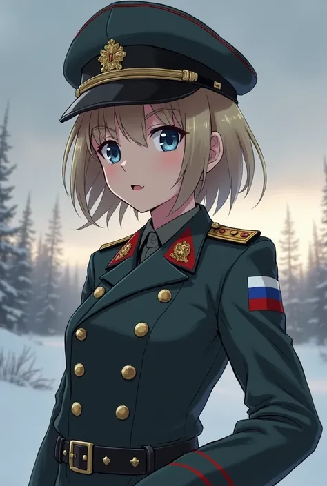 anime girl in russian soldier outfit