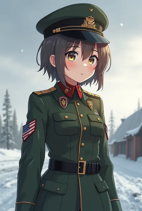 anime girl in russian soldier outfit