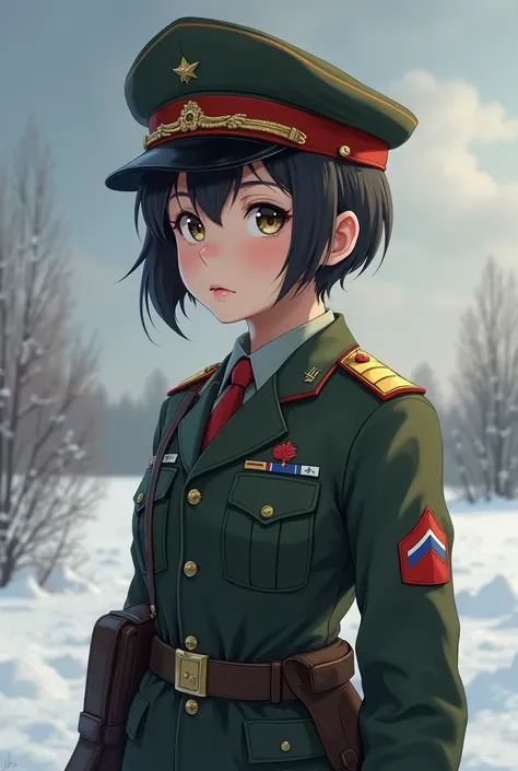 anime girl in russian soldier outfit