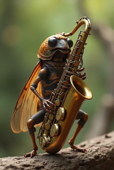 A cicada playing the saxophone 