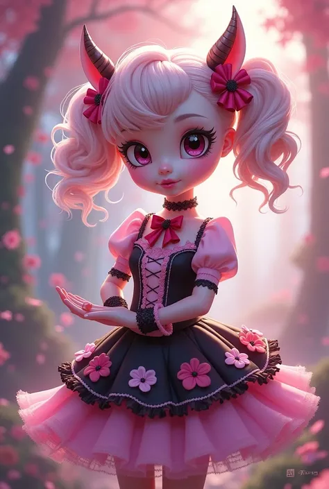 A pink and black Lolita style female Equestria Girls character 