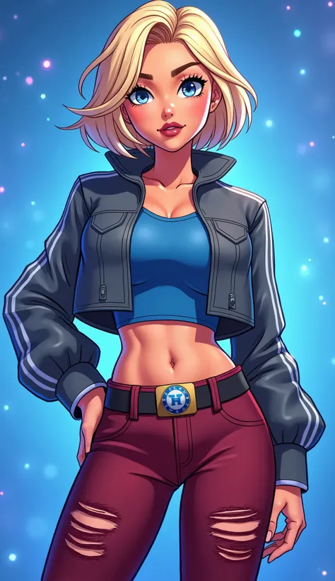 (Close up), ((Kara from DC Super Hero Girls 2019)), short blonde hair, Kara is an attractive, fair-skinned teenage Kryptonian with a muscular-yet-curvaceous figure, and short blonde hair with paler-colored streaks, cut into a messily  -styled bob cut with ...