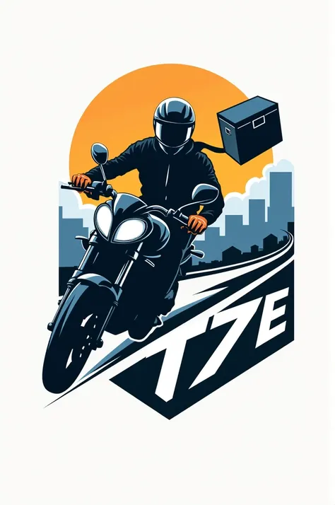 Motorcycle courier logo with t7e brand