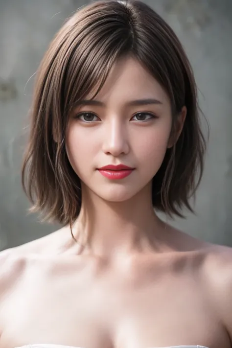 Ayane, (best quality,ultra-detailed),(realistic:1.37), Beautiful and detailed face, Ultra-realistic texture, delicate face, delicate body, red lipstick, bright colors. High definition, 8k. athletic body, smilling expression