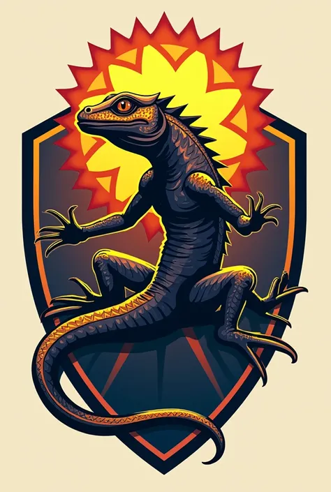 Create the logo (coat of arms) of a team in a school gymkhana , whose name is solar lizard, simples 