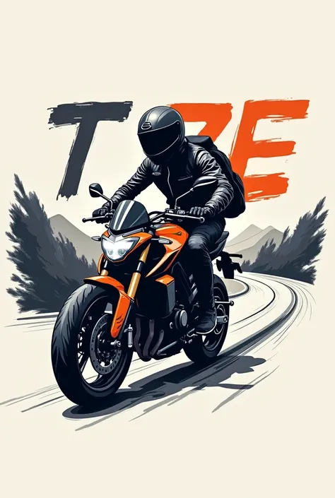 motorcycle courier logo with t7e brand and road background