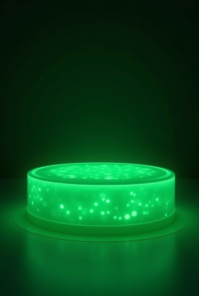 small transparent stage with green lights

