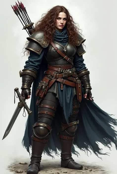 7 Dwarf Woman from the mountains 1.21m Strong, robust One green eye and one blue Curly brown hair, long 2 daggers on the legs White skin A short crossbow with 20 arrows Rapier in a sheath Criminal Black clothes I wear leather armor 