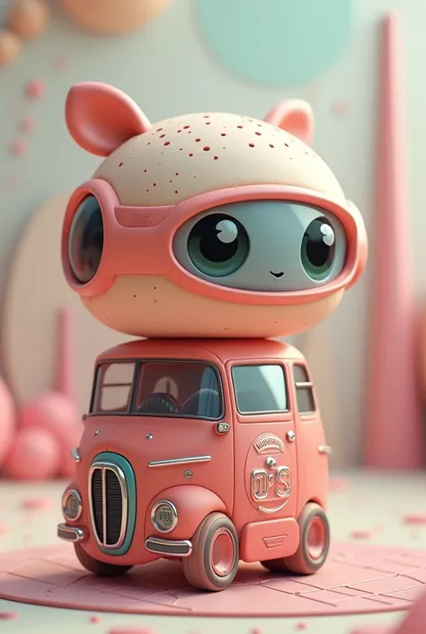 Prompto Art Sci-Fi Cyberpunk British Bus, Macaron Color, Cute Disney Cartoon Style, Q version character design, toy design, shape, Big eyes. [scene] background, Resin Material, 3d, C4D, Price Earnings Ratio, Illusion Engine 5, Octane Rendering, Noise Reduc...