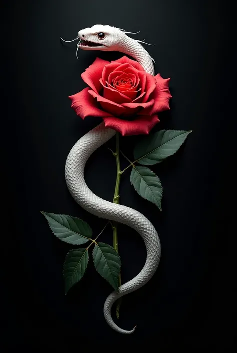 Family crest
 have a white snake and a red rose inside. The background is black