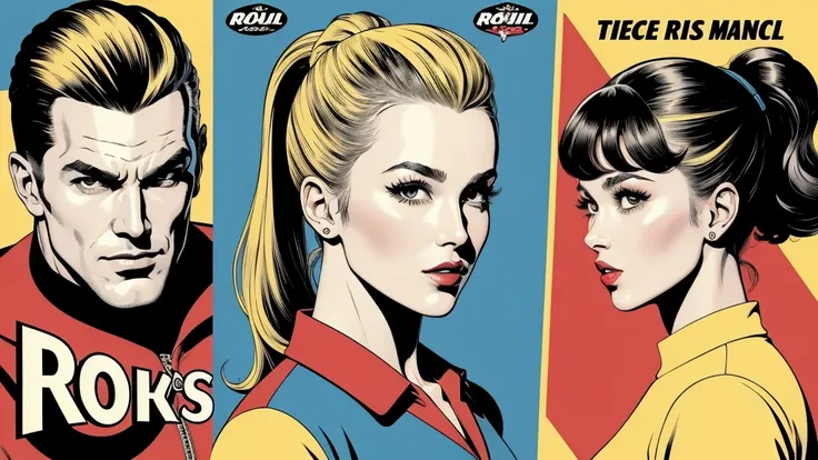 Create a logo ,Retro Comics,1960s,  Rock and Roll、ponytail
