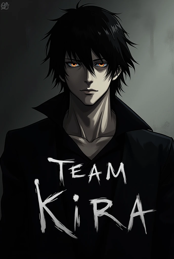 Make a Tumblr about Team Kira from Death Note,with a photo of Kira on the back and a text saying &#39;Team Kira&#39;`` in front