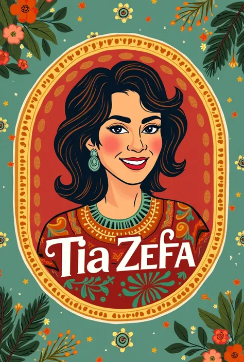 Create a logo and branding for a Brazilian food restaurant named Tia Zefa, red orange and green