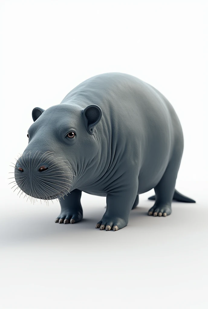 (photorealism:1.2)generates a capybara-headed whale with a white background and full body
