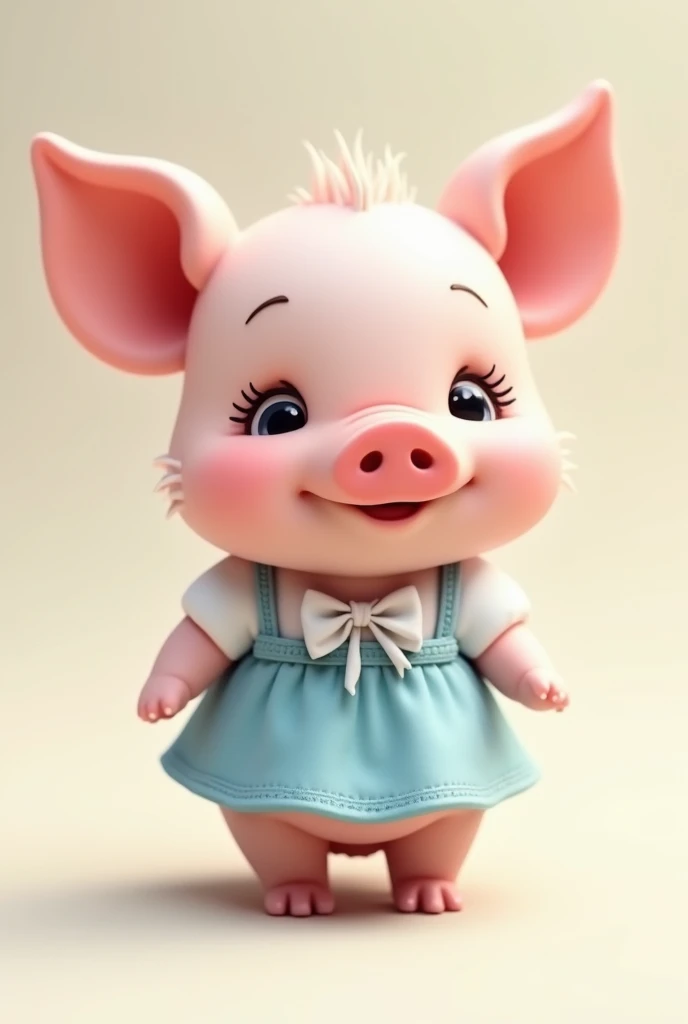 cute pig 3d A cute, baby dressed in an adorable  
white and blue dress with bow