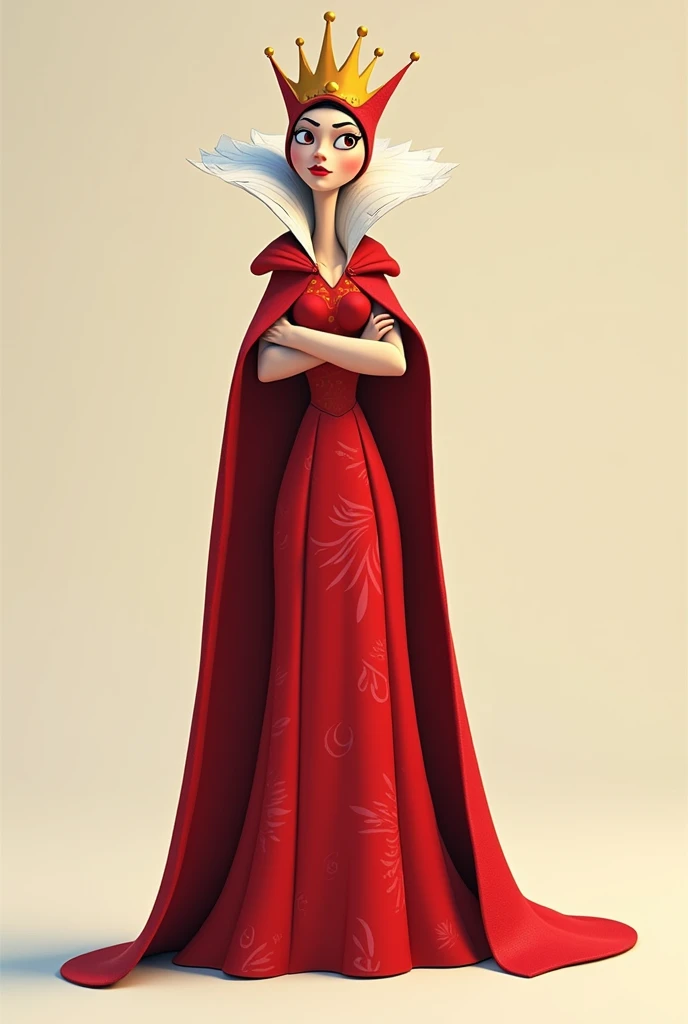 Cute animated red queen on plain background
