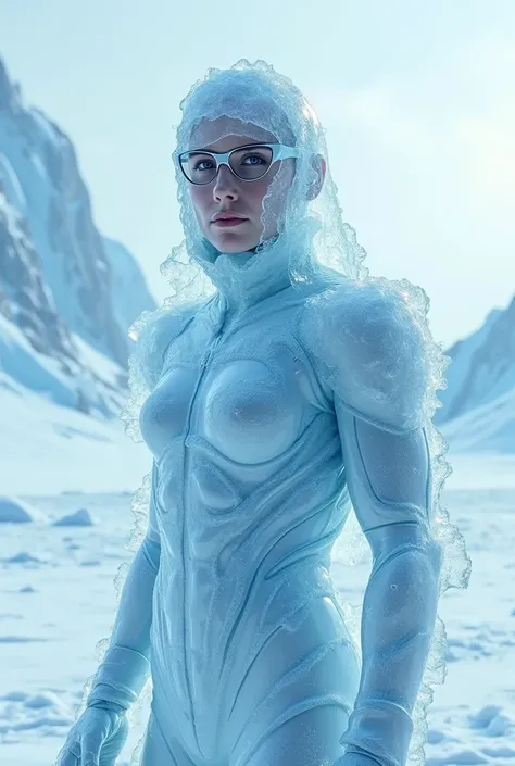 Creative Antarctica superhero face transparent ice glasses and transparent ice glove and transparent ice uniform 