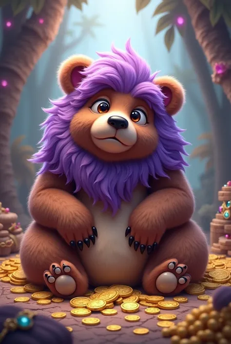 Bear with purple hair and a lot of money Furry style