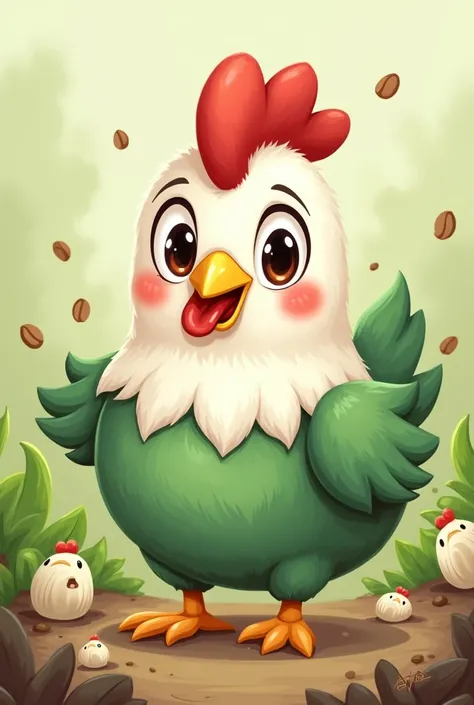 Starbucks sprout chicken wants a cuter chicken cartoon. The elements of Starbucks and sprout chicken are combined to make it cuter.