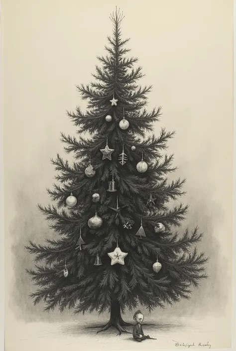  A drawing of a Christmas tree or Christmas decorations, symbolizing Ana Frank&#39;s nostalgia